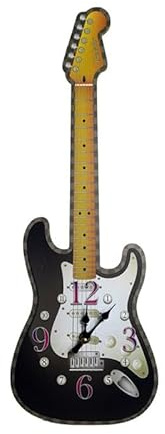 M1SS Guitar Shaped Wall Clock Red – 50cm | Ted Smith Design | Cool Decor for Men – Gaming Room, Bedroom, Office – Preppy & Aesthetic Wall Accessories (Black)