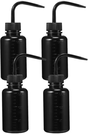 Yardenfun 150ML Black Plastic Tattoo Bottles 4Pcs Leakproof with Capacity Markings for Eyelash and Body Tattoo Cleaning in Professional Salons