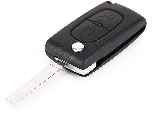 Carcasa mando Llave Coche 2 Botones sin Pila Citroen y Peugeot Negro