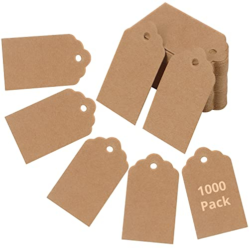 Belle Vous Geschenk Anhänger (1000Stk) 4,5 x 2,5cm Rechteckige Kraftpapier Anhänger DIY Etiketten zum Beschriften, Preisetiketten, Papier Anhänger zum Basteln, Weihnachten, Geburtstag, Hochzeit