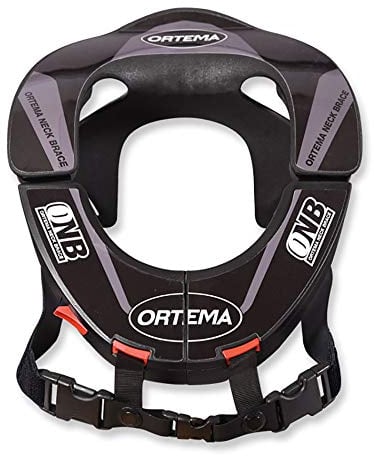 ONB Neck Brace (Gr.M schwarz) Design K4 - Nackenschutz - aus Hochleistungskunststoff und mit Sicherheits-Schnellverschluss