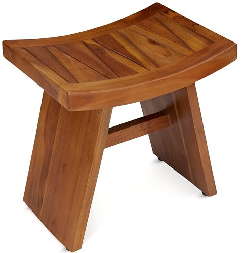 Panca doccia in legno di teak per vasca e spa (completamente montato), 53,3 cm, The Tori