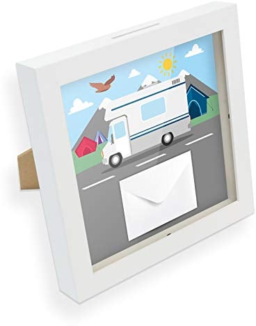 itenga Geldgeschenk I Spardose I Wohnmobil I Gutschein I Bilderrahmen zum Befüllen I Geschenkverpackung I inkl. Einleger und Briefumschlag zum Dekorieren