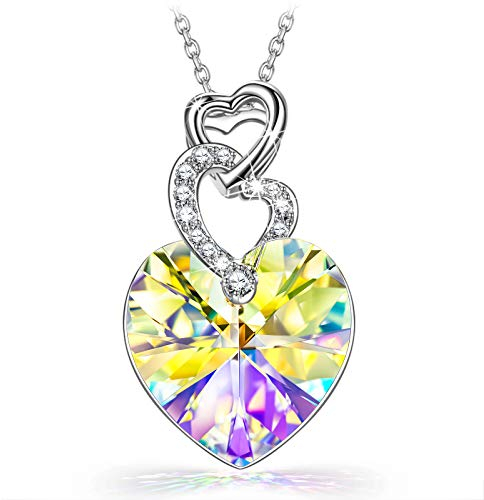 Kate Lynn Kristall Halsketten für Damen, Anhänger Herz Halskette für Frauen, Kristall aus Österreich, MuttertagGeschenk für Mama Personalisierte Geburtstags Geschenke, mit Elegante Schmuck-Geschenkbox