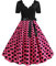 EFOFEI Femme Plissé Robe à Manches Courtes Vintage Robes Impression Polka Dot Imprimé Robe Vintage Manches Courtes Rose XXL