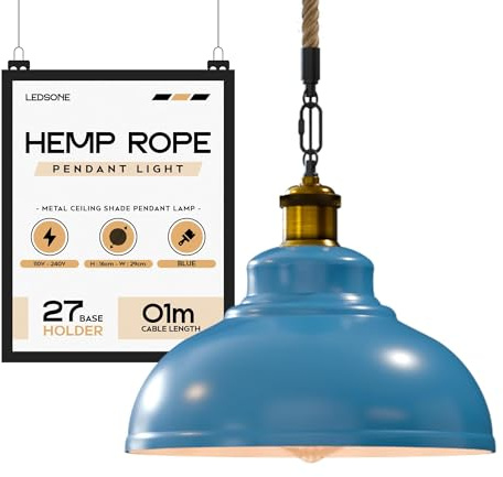 LEDSone Moderne Kronleuchter Deckenleuchte Hängelampe E27 Industrie Vintage Pendelleuchte(Blau)