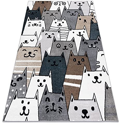 rugsx Teppich Fun Gatti Kinderteppich für Babyzimmer, Spielteppiche, Kinderzimmer, Moderne, Katzen, Tiere farbig Multi 200x290 cm