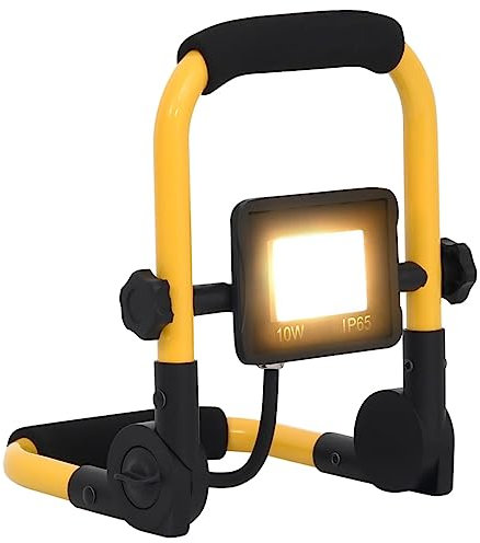 vidaXL LED Fluter mit Handgriff Flutlicht Baustrahler Scheinwerfer Außenstrahler Gartenstrahler Arbeitsscheinwerfer Arbeitsleuchte 10W