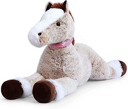 SNOWOLF 90cm XXL Kuscheltier Pferd Groß Flauschiges Stofftier Pony Plüschpferd Pferde Spielzeug Geschenk für Kinder Geburtstag Weihnachten Schlafbegleiter