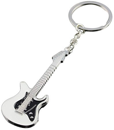 Générique Mode Metall Schlüsselanhänger Gitarre Form Anhänger Schlüssel Kette Auto Schlüsselanhänger Rucksack Dekorative Ring 9 cm 1 Stück Elegant und Beliebt