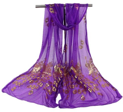 ZHINIAN Mehrfarbiger Stola-Frauen-Blumen-Dame-Verpackungs-weicher langer Schal-Pfau-Schal-Pashmina-Schal Blaue Tücher Pads
