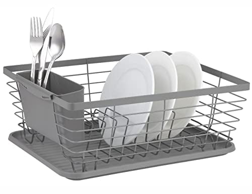 KING HOFF Geschirrtrockner Abtropfgestell Abtropfkorb Geschirrabtropfer Abtropfständer (Grau)