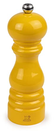 PEUGEOT - Paris 18cm Salt Mill - Paris-rama Collection - Classic Adjustment - PEFC Certified Wood - Made in France - Saffron Yellow Color