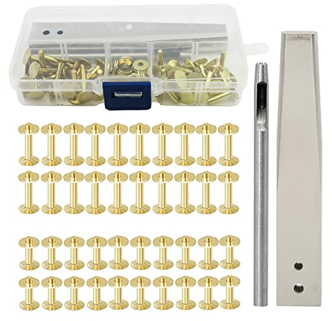 Kit de Rivets et Bavures en Cuivre, 40 Ensembles de Rivets en Cuivre, Outil de Réglage de Rivets en Cuivre Pur pour Ceintures, Portefeuilles, Colliers, Fournitures D'artisanat en (StyleA)