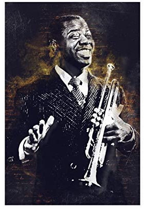 MJKO Louis Armstrong Musiker-Leinwand-Poster, Schlafzimmer, Dekoration, Sport, Landschaft, Büro, Raumdekoration, Geschenk, ohne Rahmen, 30 x 45 cm