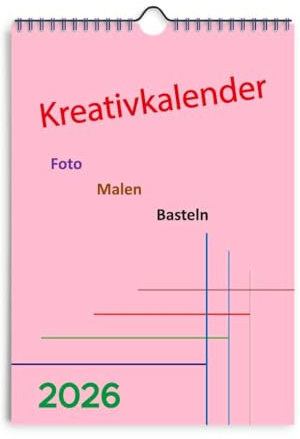Bastelkalender 2026 DIN A4 Hochformat zum Basteln und Selbstgestalten DIY (Flamingo)
