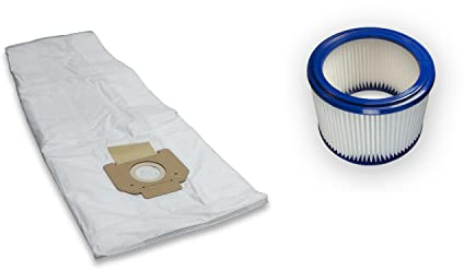 10 Filtersäcke Kallefornia K910 und 1 auswaschbarer PES Filter K704A geeignet für Nilfisk Alto Attix 30-21 PC Microvlies Staubsaugerbeutel der Staubklasse L mit Staubverschluss Vliessäcke Filtersack