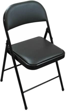 Folding Faux Leather Chair - Padded Event Seats Metal Frame Foldable chair, Easy Storage Comfortable Seat for Home, Dining & Office | Computer Desk Chairs (1, Black)