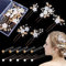 15 Stück Haarschmuck Hochzeit Set, Hochzeit Haarnadeln mit Perlen und Blume, U-förmig Haarspangen Strass, Haarnadeln Hochzeit, für Braut und Brautjungfer(Golden, 3 Stil)