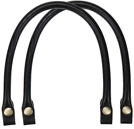 WRIRKN 2 Stück Taschengriffe Leder Schwarz Druckknopf Leder Taschenriemen Langlebig dickem PU-Leder Ersatz Griff für Heimwerker Handtasche Riemen