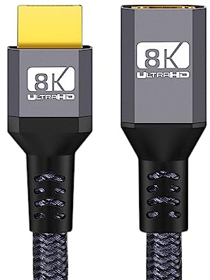NFHK HDMI 2.1 UHD 8K Extension Cable Male to Female Ultra-HD 8K 60hz 4K 120hz Cable 48Gbs with Audio 3D HDMI Cord 30CM