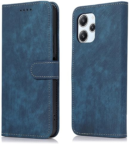 MIKULLE Handyhülle für Xiaomi Redmi 12 4G Hülle, Standfunktion Kartenfach Wallet Premium Leder Schutzhülle Flip Case Cover Stoßfeste Klapphülle Xiaomi Redmi 12 4G - Blau