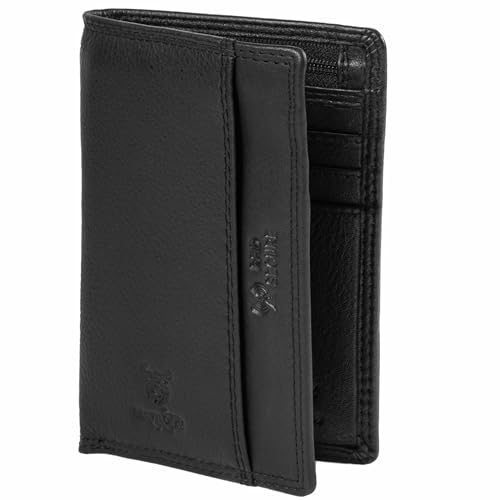 MATADOR Kreditkartenetui Slim Wallet Herren Leder Kreditkarten-Hülle TüV Geprüfter RFID Schutz Geldbörse Damen YKK Reißverschluss Nappa Schwarz