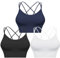 Sykooria Damen Sport BH Gepolstert Push up BH Sport Bra Top für Yoga Fitness, Schwarz+Weiß+Dunkelblau, S