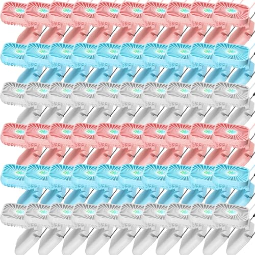 Hortsun 60 Pack Mini Necklace Fans Bulk USB Rechargeable Handheld Folding Fan with 3 Speeds, Quiet Personal Cooling Fans Bulk Gifts for Women, Eyelash, Teachers, Wedding Favors, Travel, Outdoor