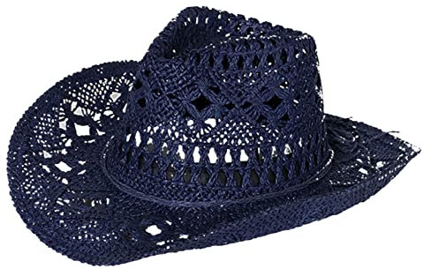 Sombrero Hut für Erwachsene, riesig, modisch, faltbar, lässig, breiter Sonnenhut für Damen und Herren, Cowboyhut, navy, 56