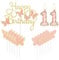 mciskin Gold Pink Happy 11th Birthday Candles,Butterfly Cake Decorations,Gold Pink Number 11 Candle for Cake Toppers Girls,Glitter Butterfly Topper for Girls' 11th Birthday Decorations
