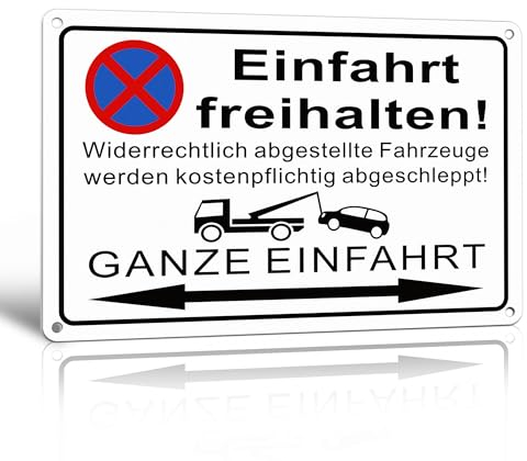 TAKULA Einfahrt Freihalten Schilder Ausfahrt Freihalten Schild(30 * 20CM Aluminium),Ein und Ausfahrt Freihalten Schild Parken Verboten Schild