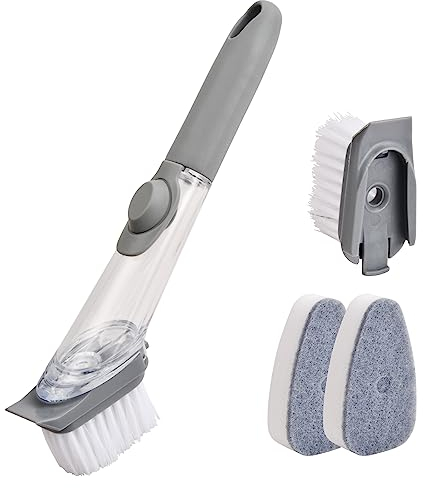 Rapidbok Cepillo para Lavar, Cepillo para Fregar con 2 Piezas Esponja y 2 Piezas Cepillo de Nylon, Cepillo de Cocina, Cepillo para Platos,Cepillo de Limpieza para Sartenes, Ollas, Fregaderos