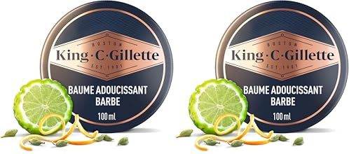 King C. Gillette Baume Barbe Homme, Douce Infusé Au Beurre De Cacao Nutritif, À L’Huile D’Argan Et Au Beurre De Karité, 100 ml (Lot de 2)