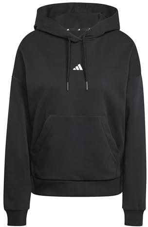 adidas Donna Essentials Small Logo Feel Cozy Hoodie, Black/White, S