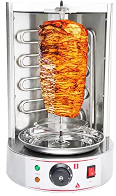 SmPinnaA Máquina Eléctrica Vertical para Asar Shawarma, Asador Vertical Giratorio De 360°, Gyro Grill Kebab Doner con Ajuste De Temperatura para El Hogar Y El Restaurante