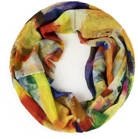 Gloop Loop Schlauchschal für Damen Schal Tuch seidig-luftig leicht mit buntem Muster Print