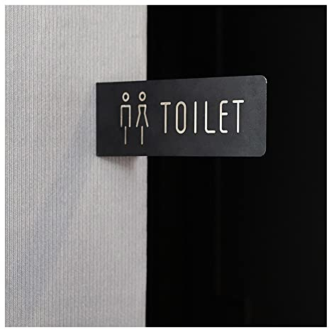 DLAZUM Toiletten-Pfeilschilder für Männer und Frauen, 30 x 10 cm, doppelseitiges Toiletten-, Waschraum-, Badezimmer-Türschild, WC-Metall-Eisenschilder (Linksbiegung) (Linksbiegung) (Rechtsbiegung)