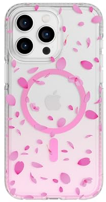 Tech21 FlexQuartz phone case for iPhone 15 Pro Max - Compatible with MagSafe - 15x Military Standard Protection - Cherry Blossom Design