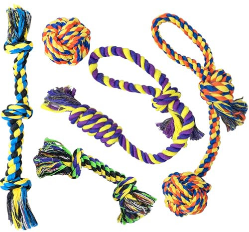 Giocattoli per dentizione per cani di piccola taglia, confezione da 5 giocattoli in corda di cotone per cani di piccola taglia, giocattoli da masticare per cani aggressivi di piccola taglia,