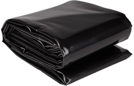 Schwarze Teichfolie aus Gummi, 0,2 mm Dicke HDPE-Teichfolie für Koiteiche im Freien, Bachläufe, Springbrunnen und Wassergärten, Poolmembran(5x5m)
