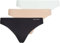 Calvin Klein Strings Lot de 3 Femme Thong sous-Vêtement, Multicolore (Black/Cedar/Lime Crème), L