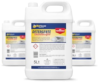 Detersivo Lavastoviglie Liquido 5 Litri Professionale Detersivo Piatti, Multiazione, Poteri Sgrassanti, Gel Lavastoviglie (Detergente)