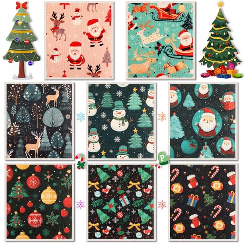 Lucomb Swedish Dishcloth Christmas Cleaning Cloth