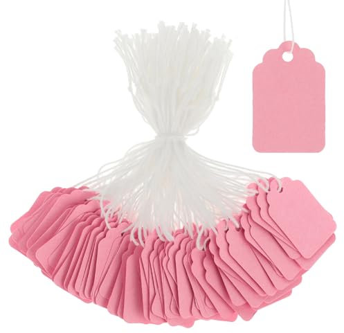 200 Stück Rosa Geschenkanhänger, 45 X 35 mm Preisschilder Etiketten Anhänger Etiketten zum Beschriften Preisauszeichner Papier Preisetiketten Etiketten für Kleidung, Schmuck Display, Geschenk