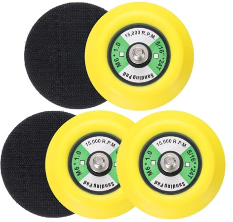 Sourcingmap 3 Inch Hook and Loop Backing Sanding Pads with 5/16-24 Thread for Diamond Sanding Finishing Polishing Buffing Pads, Yellow + Black 5pcs