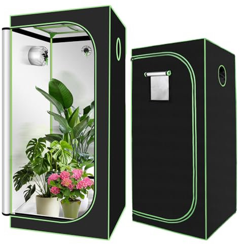 Vigevee Tienda de campaña de cultivo Oxford 600D de 80 x 80 x 180 cm, con ventana de observación, resistente a la luz y al agua, armario para cultivo en casa, tienda de cultivo en interiores