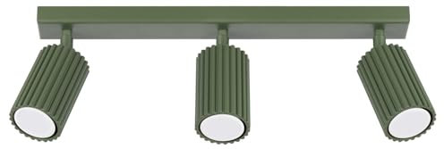 SOLLUX lighting Deckenlampe Deckenleuchte Deckenstrahler Aluminium 3 Flammig 45 x 6,5 x 16,5 cm Karbon Olivgrün