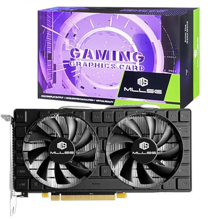 Mllse RX 580 8GB Graphics Card, 2048SP GDDR5 256 Bit GPU, PCIE 3.0 Gaming Video Card, Dual Fans Cooling, Gaming Card with HDMI/DP/DVI Ports, Desktop Graphics, GPU Video Card for Desktop Computer