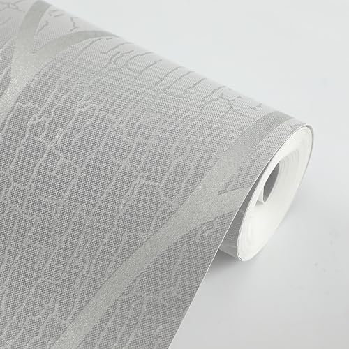 Tarwanear grau silber vliestapete 3D Relief Baum Streifen Tapete 3D Effekt geprägt Tapeten 9,5m X 0,53m minimalistische Tapetenrolle Dekorative Aufkleber für Wohnzimmer Schlafzimmer Flur
